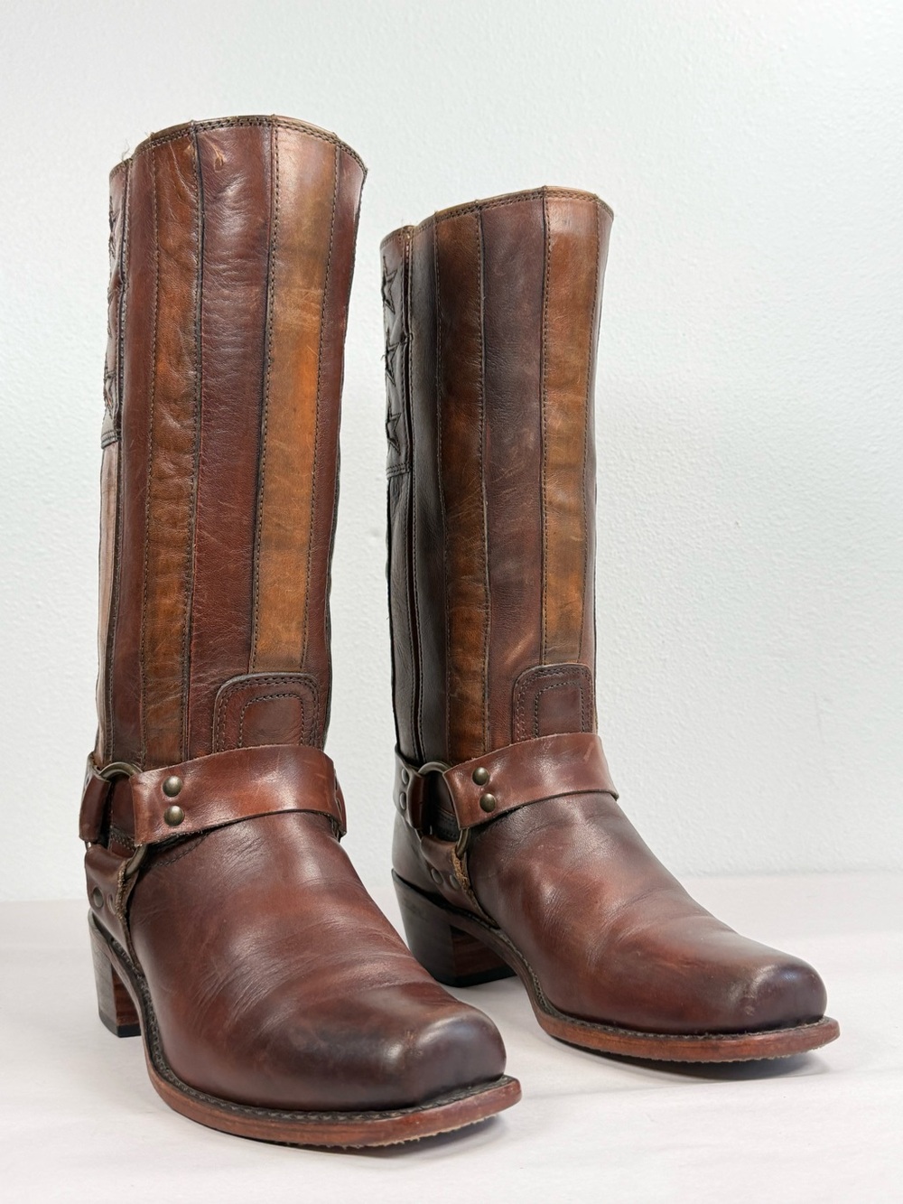 Women’s Frye Harness Boots Size 8 M Brown Leather 150th 75158-DBN Made In USA